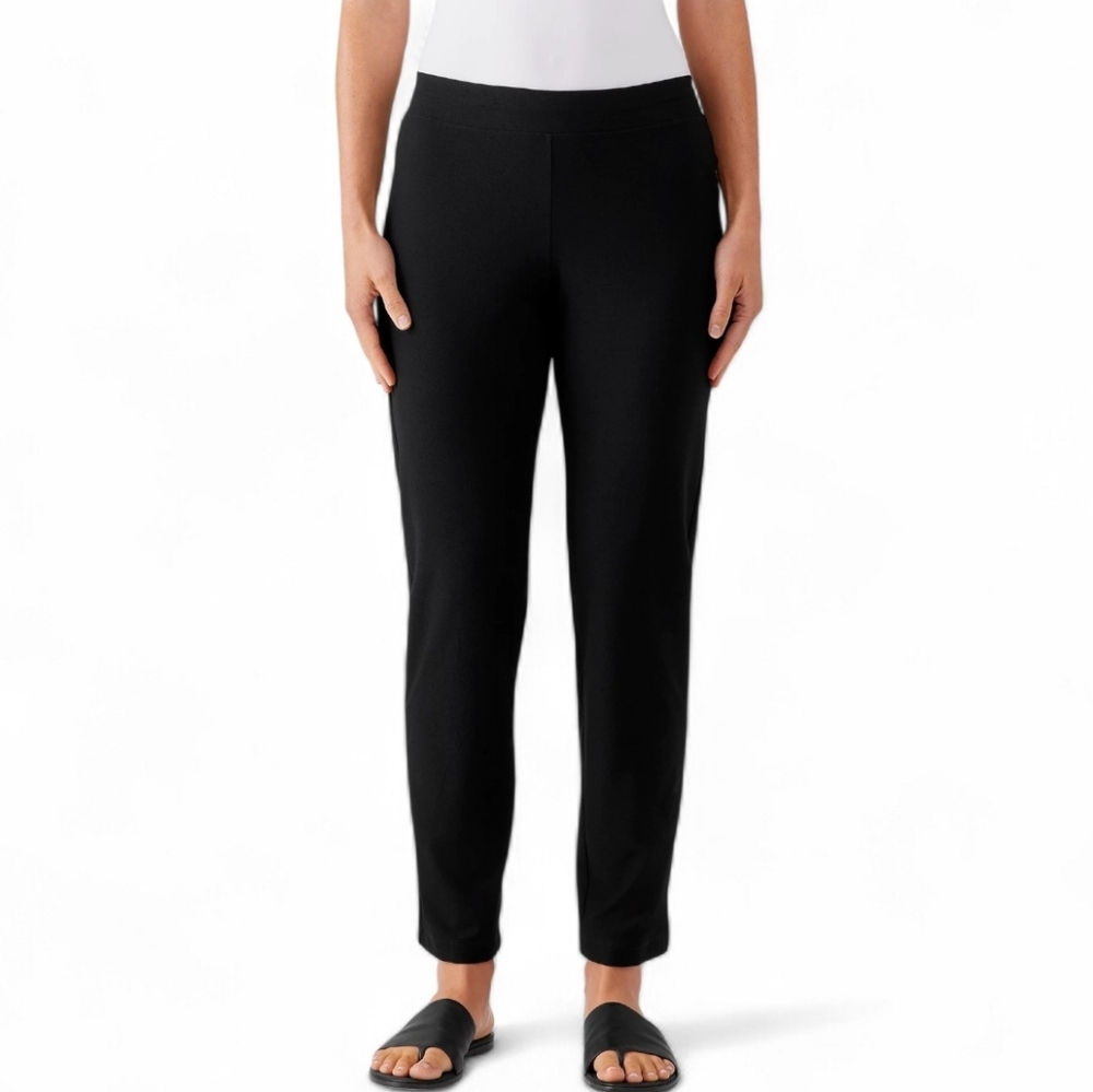Eileen Fisher Washable Black Pull On Stretch Crepe Pants Size 4